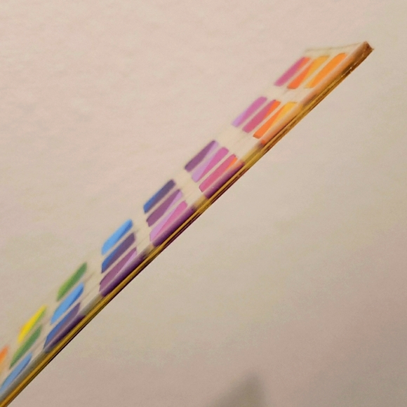 Vintage belt, rainbow squares. Clear flexible vinyl, silver tone hardware - Picture 6 of 7